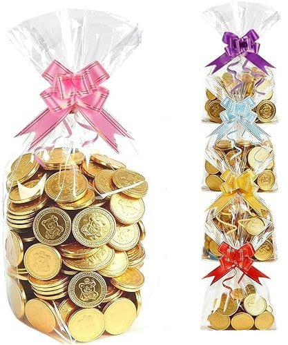 Set di 30 grandi sacchetti regalo in Cellophane trasparente, 30 x 50 cm, pellicola regalo trasparente con 30 fiocchi da tirare, per cestini, fiori, matrimoni