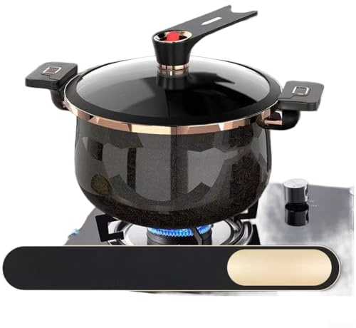 HpLive Enamelled Cast Iron Stockpot 7L with Glass Lid, Large Capacity for Cooking on Gas, Induction and Electric Hobs, for Stews and Pressure Cooking (7 L, Black)