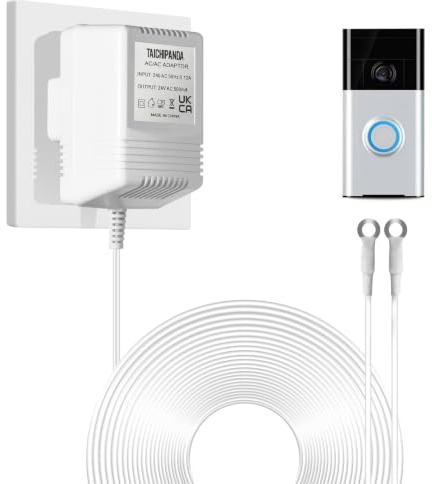 24V 500mA Transformer, AC Power Supply Compatible with Ring Doorbell and Nest Learning Thermostat, Ecobee, Honeywell, C Wire Adapter with 5.5m Long Cable