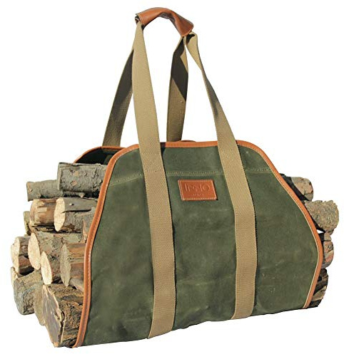 INNO STAGE Firewood Carrier Firewood Bag Heavy Duty Waxed Canvas Log Carrier Tote for Firewood, Large Fire Wood Sling Carrier with Handles for Easy Transport Carrying and Wood Stove Accessories