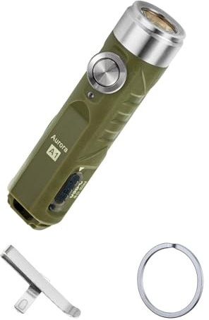 RovyVon Aurora A1 G4 LED Keychain Flashlight, 650 Lumen Super Bright with EDC Pocket-Sized, New Type-C Rechargeable, Momentary On, Lock Mode, Gift for Camping Emergency Outdoor(ArmyGreen)