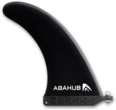 Abahub 8'' SUP Single Center Fin with 1 No Tool Fin Screw, Fiberglass Reinforeced 8 inch SUP Replacement Fins for Surfboard, Stand-up Paddle Board, Longboard, Black