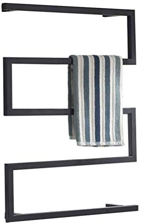 Wing Scaldasalviette Elettrico Bagno Nero Scalda Asciugamani Radiatori Portasciugamani da Parete caldasalviette per Bagno, Acciaio Inox Montaggio a Parete Porta Asciugamani, Nero, 600×800 mm