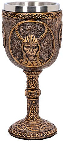 Nemesis Now D4718P9 Loki Goblet 17cm, Resin w. Stainless Steel, Bronze