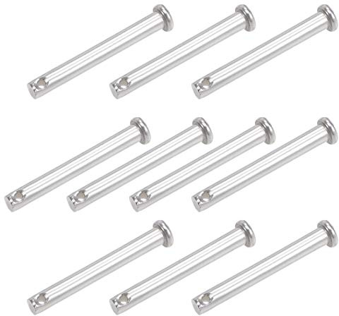 sourcing map 10 Stück Steckbolzen Gabelkopfbolzen Einloch 5mm X 40mm Splintstift Flachkopf 304 Edelstahl Verbindung Scharnierstift