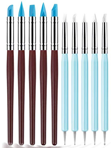 Yagugu Silikon-Ton-Modellierwerkzeug – 10-teiliges Set für Töpferkunst, Stein, Nägel, Mischen, Zeichnen