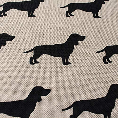 Thimbles Fabrics Stoff mit Dackel-Motiv, schwarzes Design, Baumwolle, Leinen, für Vorhänge, Jalousien, Basteln, Quilten, Patchwork & Polstermöbel, 140 cm breit, Meterware