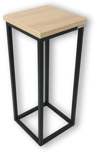 holz4home® Dekoständer aus MDF I Blumenständer MDF Sonoma Eiche I Pflanzentreppe Industrial Style mit Metallgestell I Fertig montiert I Für Wohnzimmer, Küche, Büro, Flur mit Vintage Stil (50 cm)