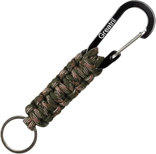 GREATRIL Paracord Schlüsselanhänger Karabiner Karabinerhaken D Ring Schlüsselband Personalisiert Schlüsselring für Draussen Motorrad Auto Camping Wandern Hunde Spazieren