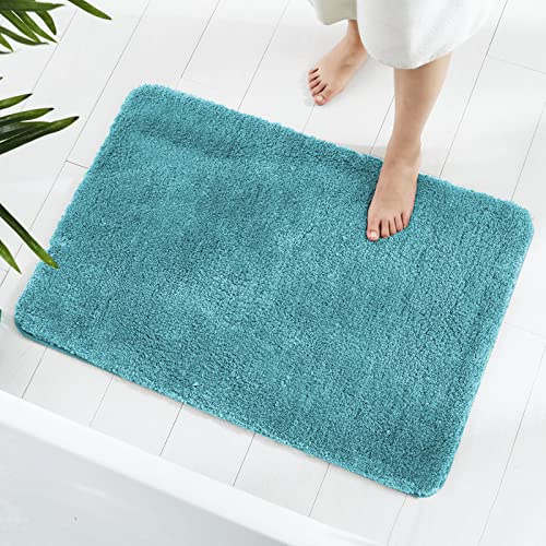 GONICVIN Teppich, 60 x 90 cm Flauschige Mikrofaser Waschbarer Badteppich Badematte, rutschfest Badezimmerteppich für Badezimmer, Wohnzimmer (Türkis)