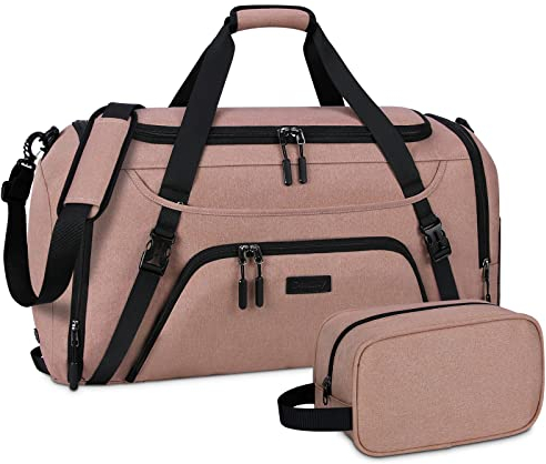 Dakuly Sporttasche Herren Damen Reisetasche Groß 55L mit Schuhfach Nassfach Weekender Schwimmtasche Gym Bag Trainingstasche für Männer Rosa