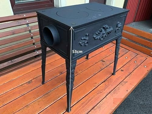 Kaminofen mit Backfach Herdplatte Kamin Gartenofen Küche Outdoor Ofen 52,5cm