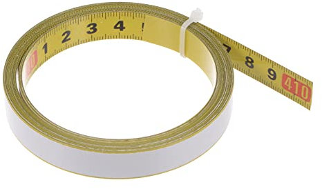 sourcing map Self Adhesive Tape Measure 400cm Metric Left to Right Reading Sticky Measuring Tape Steel Workbench Ruler, Yellow