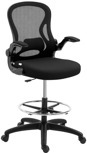 Vinsetto Drafting Chair Flip-up Armrests for Standing Desk Black