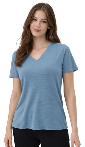 Merino Protect 100% Merino Wolle V-Ausschnitt Shirt Damen Kurzarm Wolle Unterhemd Geruchsresistenz Funktionsunterwäsche Reisen Wandern Merinowolle Unterwäsche
