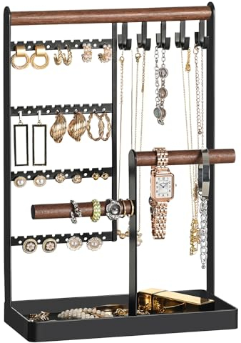 MetWoods schmuckständer Schmuckhalter, 5-Tier schmuckständer ketten und armbänder mit 40-Löchern, schmuckaufbewahrung schmuckständer schmuck organizer schmuckhalter schwarz