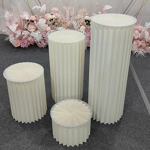 paiye 4PCS Runde Zylinder sockel Display,Cylinder White Pedestal Stands,Pedestales para decoracion de Fiestas,römischer Säulen-Desserttisch, für Hochzeit, Geburtstag (Color : White 4PCS, Size : 30CM)