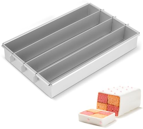Jasfyee 10 x 6 inch Cake Mold, Square Aluminum DIY Mousse Mold with Dividers Chocolate Cake Tin, Non-Stick Coating bakeware for Cheese Cake, Yogurt Cake