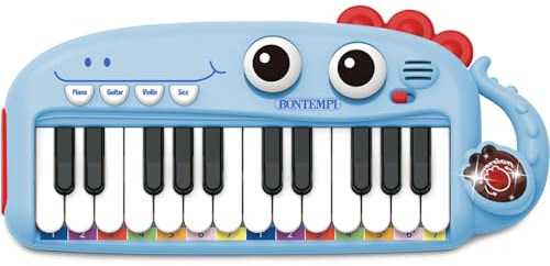 Bontempi | PlayKeys: Teclado de Juguete de 24 Teclas para músicos pequeños, Azul, 300x140x40 mm