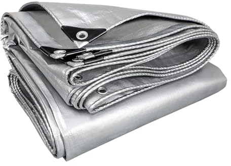 PE Schutzplane Plane mit Ösen LKW Plane Anhängerplane Poolplane Allzweckplane Abdeckplane mit UV-Schutz, 0.32mm für Artenmöbel Holz Pool Trampolin, Anpassbar blais (Color : Silver, Size : 2x1.5m)