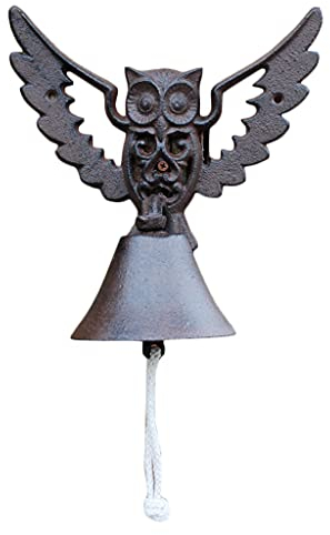 PISOM Gusseisen-Türklingel, Retro-Dinner-Glocken, Wandglocke, Schiffsglocke, Zuhause, Hof, Wand, Eulen-Dekoration