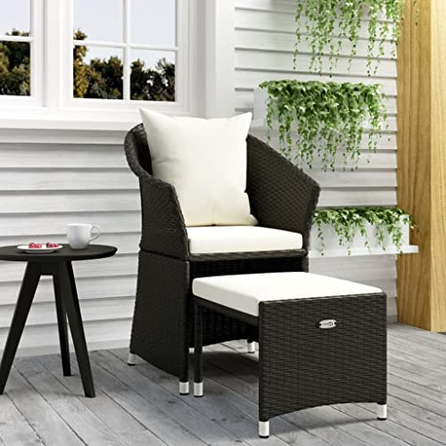 HETFTJN 2-TLG. Garten-Lounge-Set, Balkontisch Klein Balkon Tisch Und Stühle Lounge Tisch Balkonstühle Geeignet für Balkon Wenig Platz Garten Außen mit Kissen Schwarz Poly Rattan