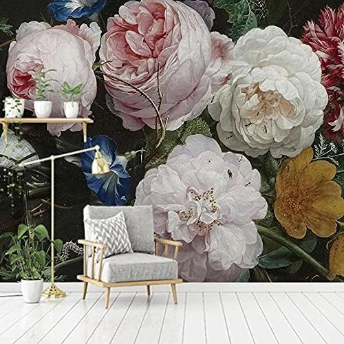 Wandrolle Retro Nostalgisch Blumig Großes Wandbild Kunst Wandbild Wohnzimmer Dekorative 3D Tapete Tapeten Wohnkultur Fototapete 3D Effekt Wohnzimmer Schlafzimmer Kinderzimmer-300cm×210cm