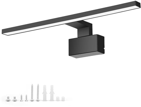 NBEASTKEY 42 LED Noir Lampe Miroir Salle de Bain, 8W 45CM 480LM ABS Lampe Miroir Étanche, Lumiere Murale Maquillage Salle de Bain 4000K IP44 Vanité Éclairage