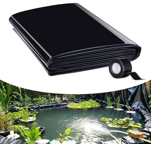 Cobertura para lagoa, lona para lagoas de jardim,cobertura para lagoa, capa para piscina de filme, Revestimiento de Caucho Negro para Estanque, lago para peixes grandes, Liner Gardens Pools（7×9m）
