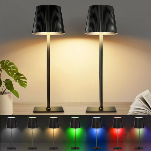 Nigecue LED Tischlampe Kabellos, Dimmbare Touch LED Akku Tischleuchte mit 3 Farbmodi und RGB Farbwechsel, IP54 Wasserdicht, 4800mAh Wiederaufladbar Lampe für Nachttisch Schreibtisch Wohnzimmer Outdoor
