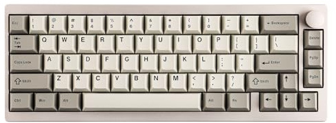 EPOMAKER P65 Teclado Inalámbrico para Juegos de Aluminio con QMK/Via, N-Key Rollover, Gasket, BT/2.4Ghz/USB(A a C), Hot Swappable, QWERTY US, para Mac/PC/PS/Xbox (Blanco Retro, Zebra Switch)