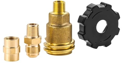 For QCC1 1lb Flasche Propan Tank Zylinder Adapter Messing 1/4 NPT Innengewinde, 3/8 Flare 1/4 Außengewinde Rohrverschraubung Camping Grill Herd