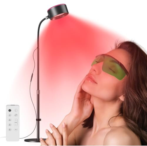 Sanfant Rotlichtlampe Drei Behandlungsmodi Wohltuendes und Wärmendes Infrarotlampe Therapie Einstellbarer Winkel und Höhe für Gesicht Muskeln und Körper (Schwarz)