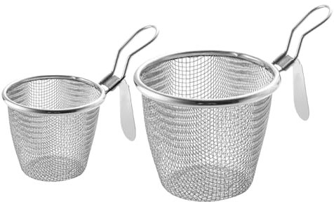 2 utensilios de cocina de acero inoxidable 304, colador de alimentos, cesta para freír y preparar alimentos