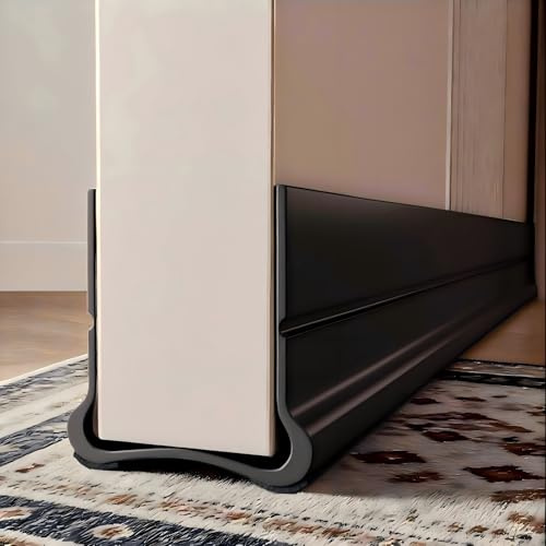 Vingspina 93cm Noir Calfeutrer Bas de Porte | Silicone Bande D'étanchéité Pas Besoin de Coller, Boudin de Porte Anti Courant D'air Calfeutrer Seuil Porte