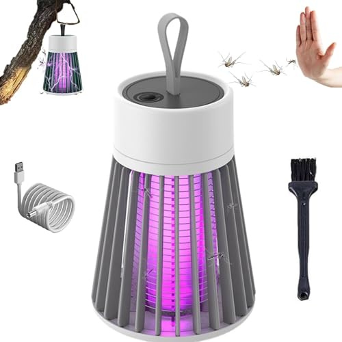 Lampada Antizanzare Zappify, Lampada Antizanzare Ozzie Mozzie, Lampada Antizanzare Mozz Guard, Lampada Antizanzare Portatile 2 in 1, Lampada da Campeggio Senza Fili con Ricarica USB(Gray,Plug in)