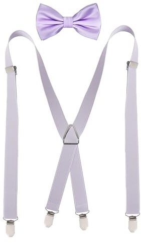 Alizeal Ensemble nœud papillon et bretelles élastiques confortables pour homme en forme de X, 078-lilas, taille unique