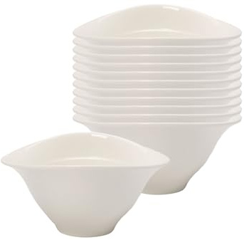 Villeroy & Boch - Set di ciotole per zuppa Vapiano, 12 pezzi, bianco, lavabili in lavastoviglie, a prova di microonde, piatti fondi extra profondi, ciotole grandi, insalatiera, ciotole per pasta