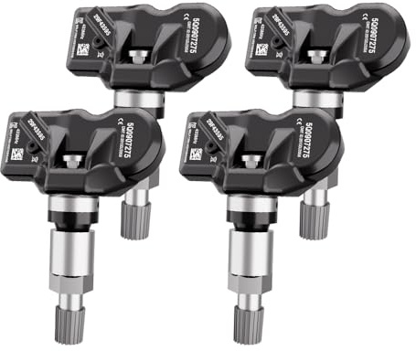 4-Pack Tire Pressure Monitoring System Sensors fit for Audi A3 A4 A5 A6, Volkswagen Tiguan Atlas Golf Polo, Porsche Bentley Ferrari Maserati, 433MHz TPMS Sensor Replaces 5Q0907275B 5Q0907275F
