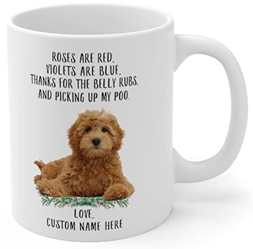 Tasse Goldendoodle Rot Goldene Rosen Sind Rot Veilchen Sind Blau Weihnachten 2025 Keramikbecher Custom Text Kaffeetasse Robuste Für Büro Geschenke Breakfast Milk 330Ml