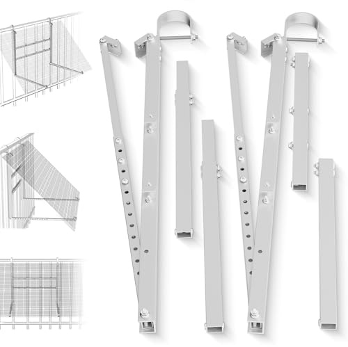 GLIESE Balkonkraftwerk Halterung | Solarmodulhalterung für 400W-550W - 15°-45° verstellbar aus stabilem Aluminium, inkl. Haken für rundes Geländer - Für Balkon, Flachdach, Wand (Silber)