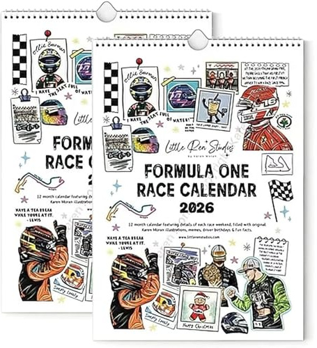 F1 Scrapbook Rennkalender 2026: Der ultimative Formel-1-Wandkalender mit Streckenmotiven – Premium-Geschenk für echte Motorsportfans (2Pcs)