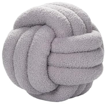 XIUsheUA Handknuten kudde handvävd knuten bollkudde, lammsammet rullkudde, för soffa, vardagsrum, hem(Ljusgrå, 28 cm)
