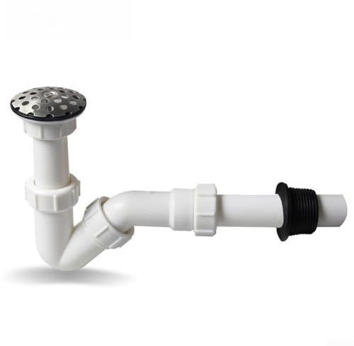 V Trap Water Seal Equipped Urinal Drain Pipe in Stainless Steel and PVC for Wall Mounted Bathroom Drainage and Prevention