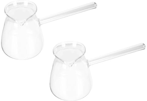 TOYANDONA Lot de 2 Théières en Verre Borosilicaté 450 Ml Transparentes Poignée Latérale, Résistantes la Chaleur, pour Préparer Café, Thé et Lait la Maison Style Aléatoire