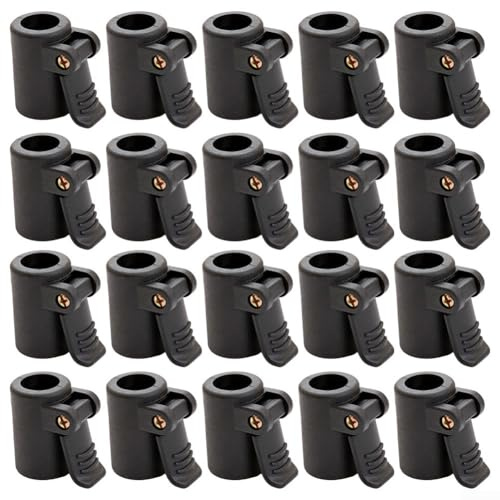 20 Stück Zeltstange Einstellklemme für 16 mm bis 19 mm Stangen – Kunststoff, rutschfest, robuster Griff – Camping & Wandern Zelt Zubehör (schwarz)