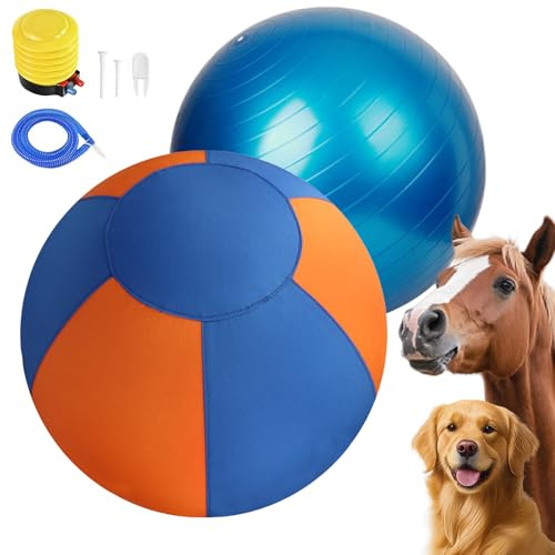 Songsier Pelota de Pastoreo 55 cm para Perros y Caballos – Robusta e Impermeable – Ideal para Pastor Australiano, Border Collie y Talones Azules – Incluye Bomba de Mano y Cubierta