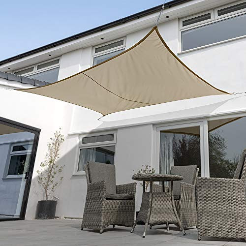 Kookaburra Waterproof Garden Sun Shade Sail Canopy in Mocha 98% UV Block (6m x 5m Rectangle)