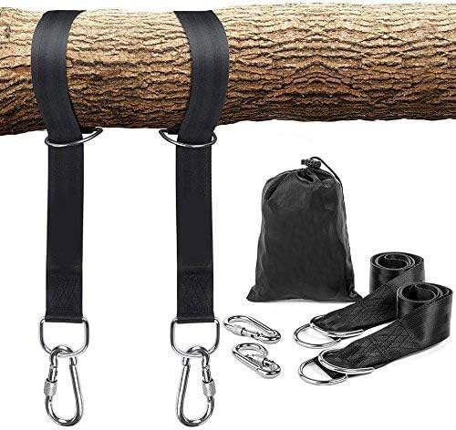 Schaukel Befestigung, Hängematte Befestigung für Bäume geeignet 2 x 150cm, mit 2 Schwerlast Karabinern und D-Ringen, Polyestergurte perfekt für Hängematten, hält bis zu 1000 kg mit Aufbewahrungstasche