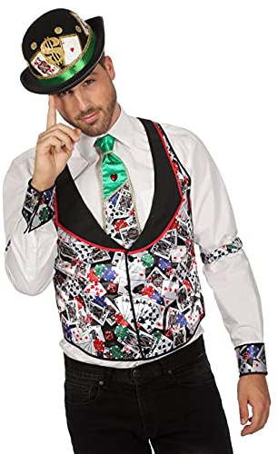 TH-MP Casino Spielkarten Poker Kostüm Fasching Karneval Mottoparty Herrenkostüm Damenkostüm (Casino Herrenweste, 54)